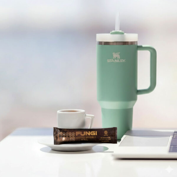 Stanley Quencher H2.0 Flowstate 40 oz para que lleves tu Fungi Coffee Gourmet a cualquier parte
